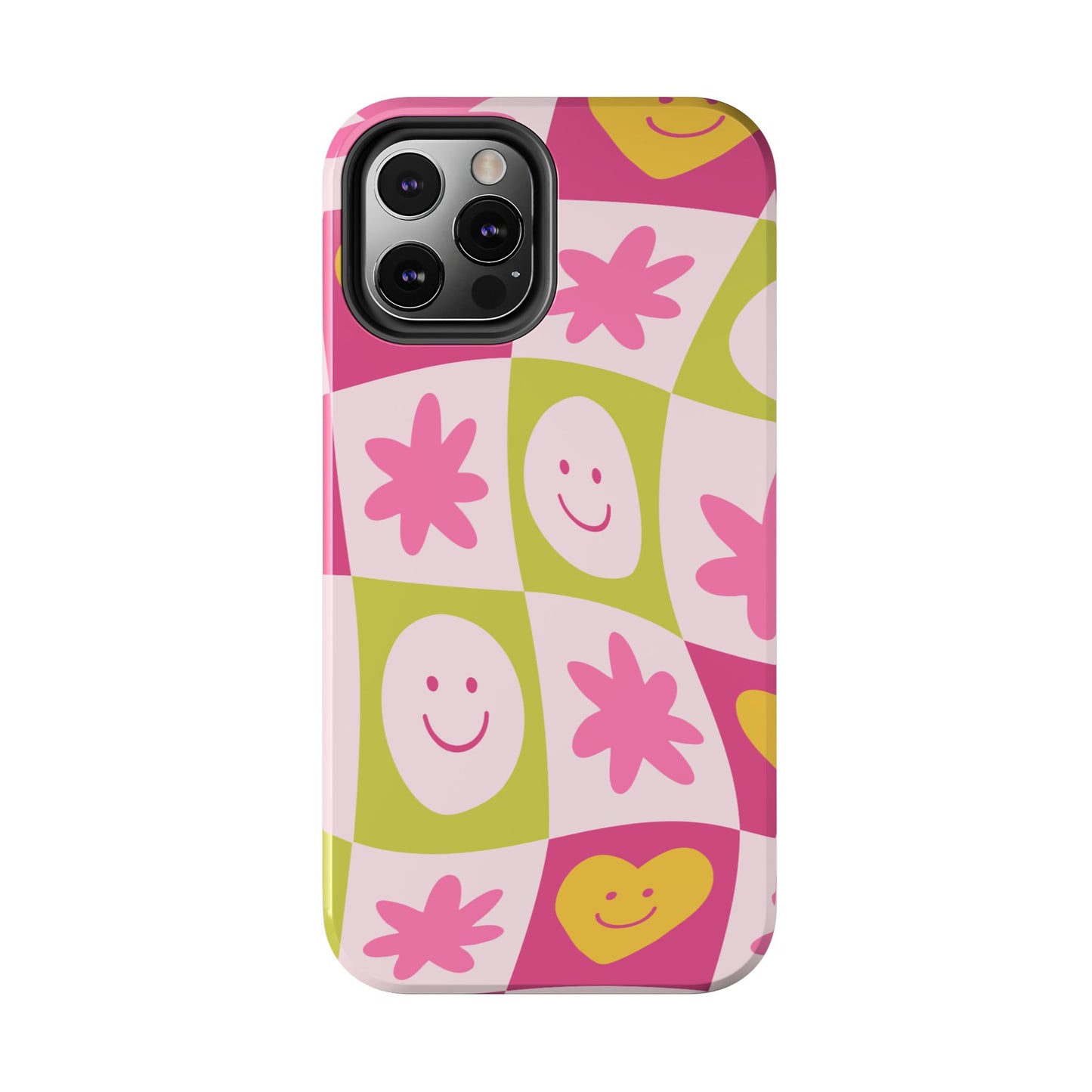 Colorful Smiley Pattern Tough Phone Cases, Playful Phone Covers, Fun Gifts for Friends, Cute Accessories, Vibrant and Durable