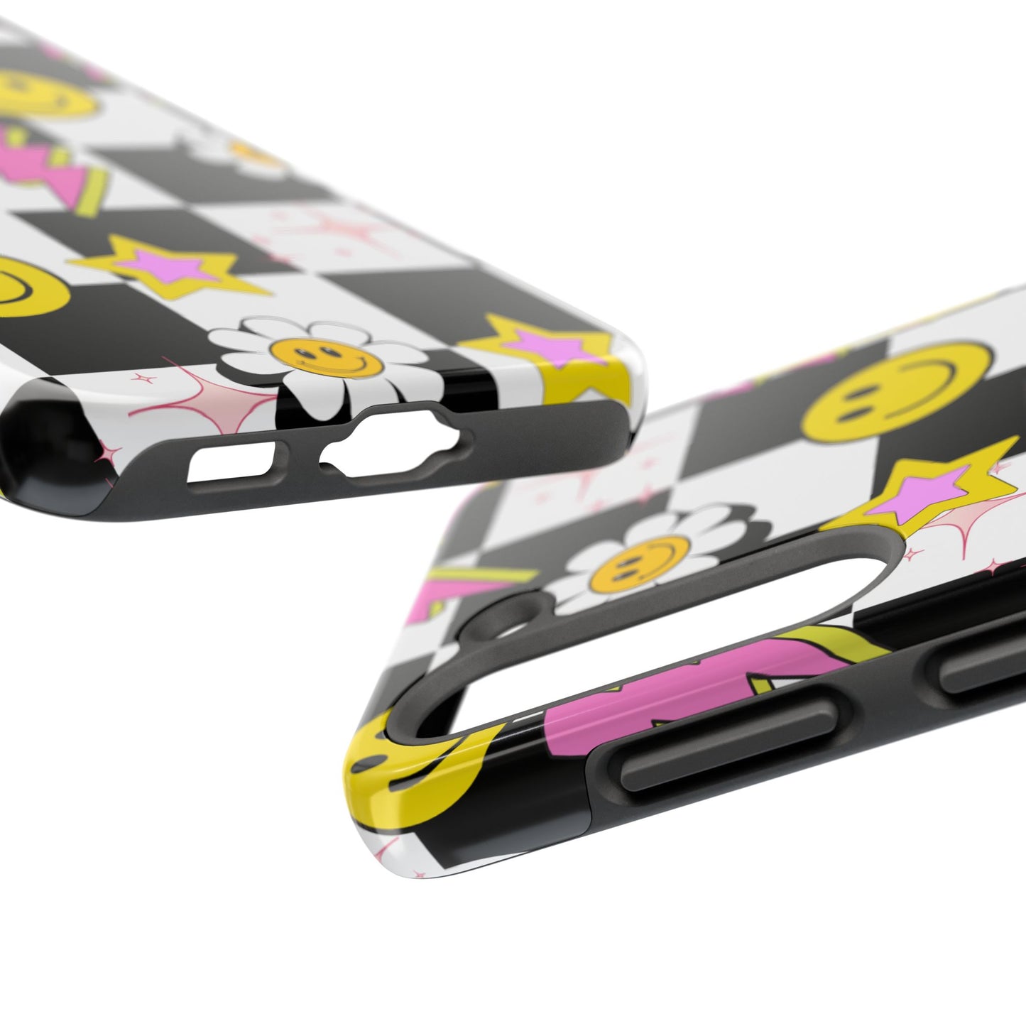 Trendy Tough Phone Cases with Smiley Faces, Lightning Bolts & Stars, Perfect for a Fun Vibe, Great Gift for Teens, Birthday, Summer