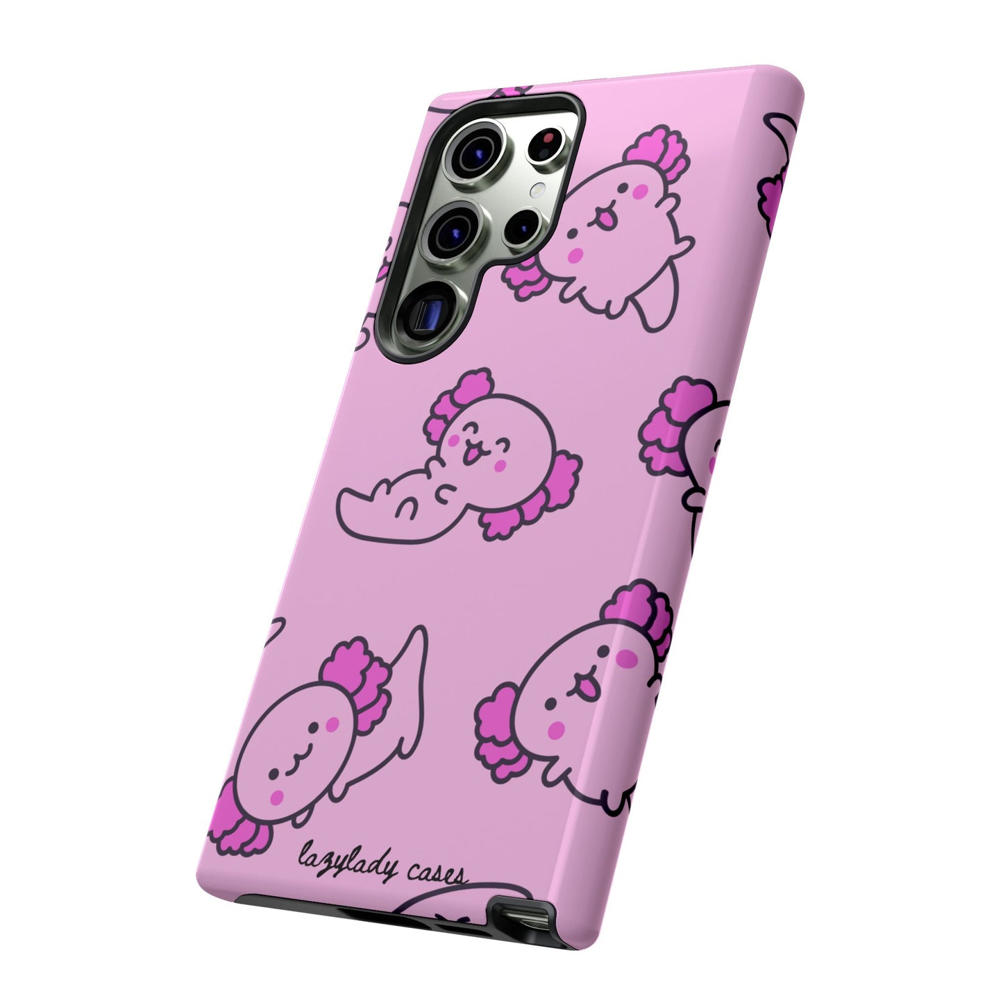 Cute Cartoon Axo Phone Case with Pink Sea Creatures Design