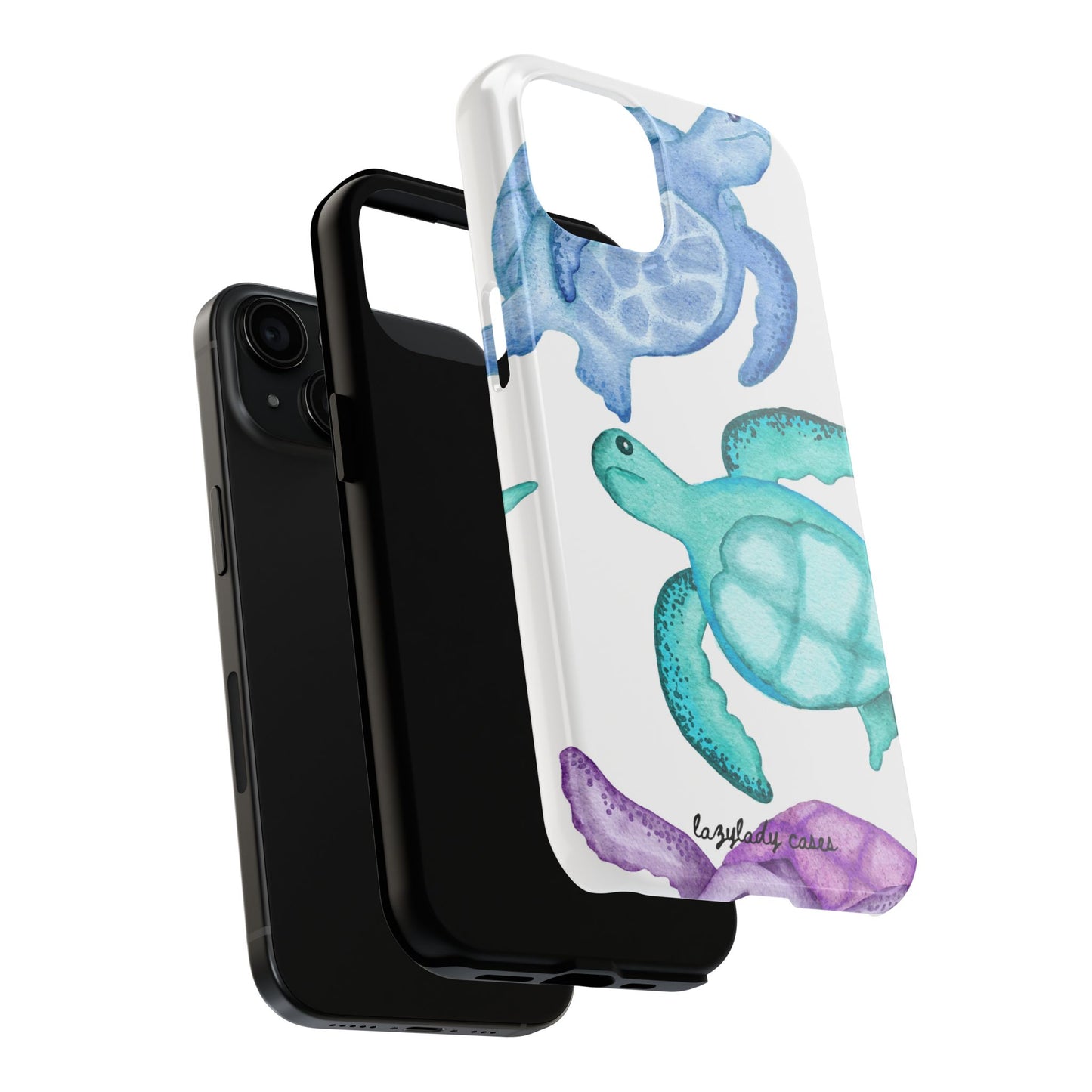 Ocean-Inspired Tough Phone Cases with Colorful Turtles