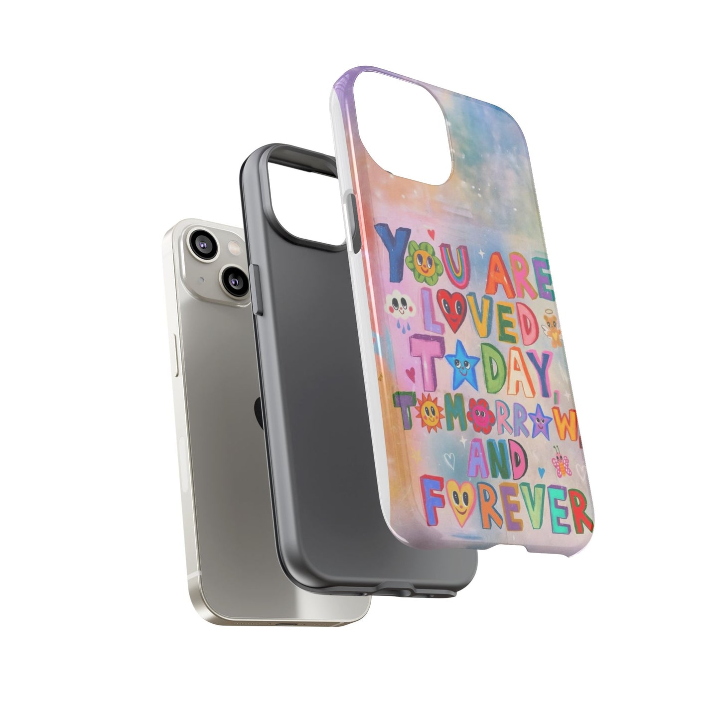 Colorful Phone Case with Positive Affirmations, Inspirational Phone Shell, Cute Gift for Teens, Motivational Tech Accessory, I Love You Case