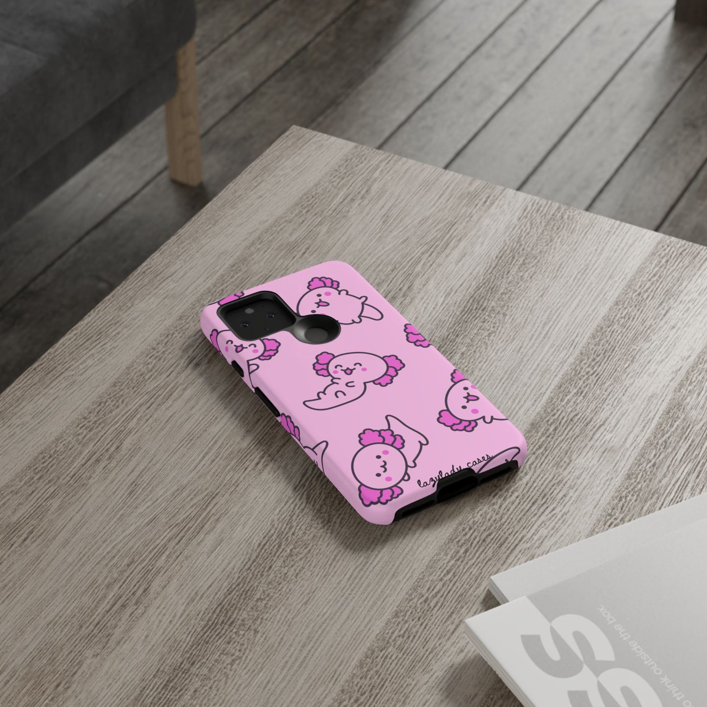 Cute Cartoon Axo Phone Case with Pink Sea Creatures Design