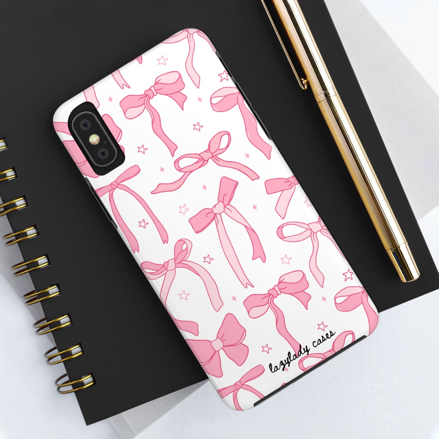 Cute Pink Bow Tough Phone Case - Stylish and Durable Protection