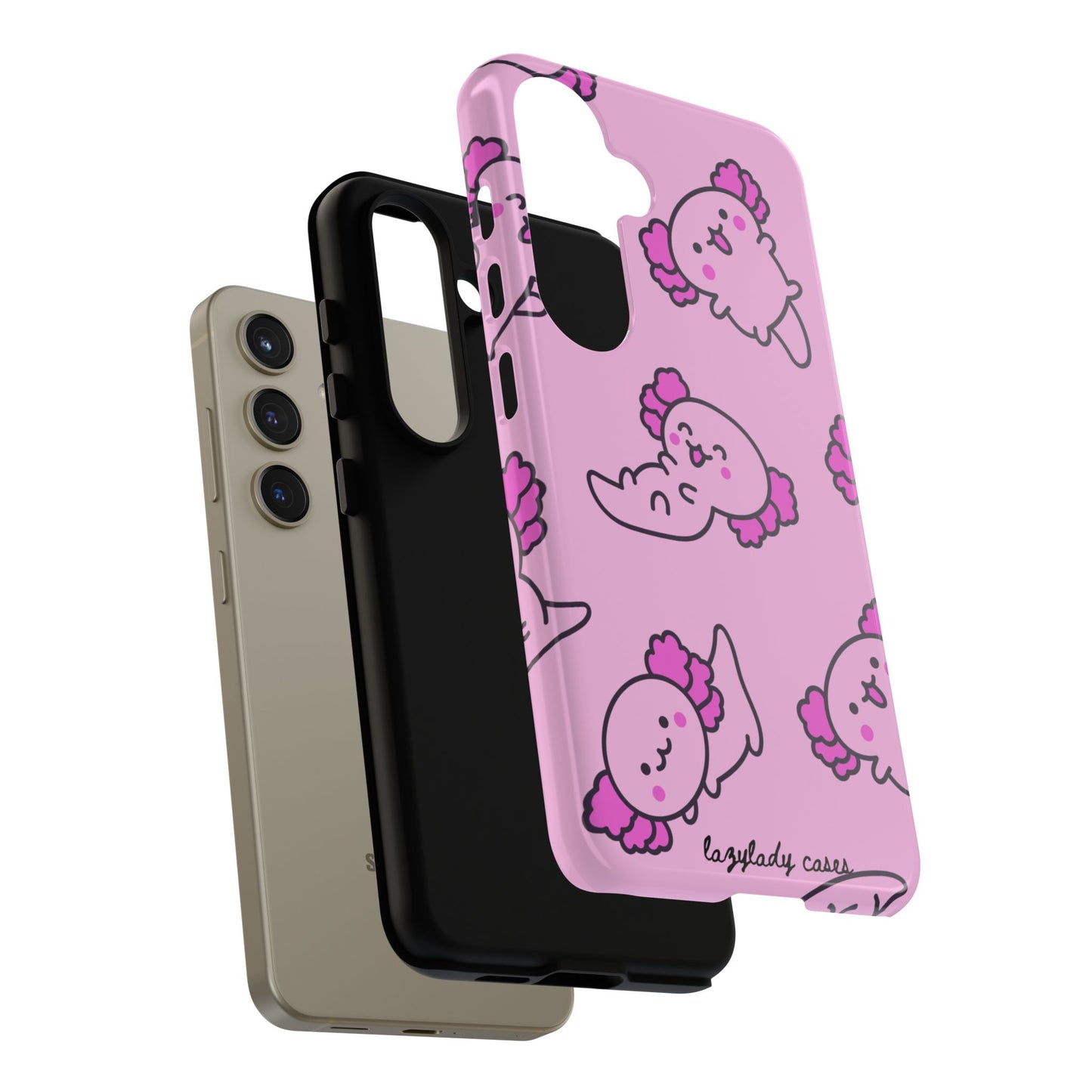 Cute Cartoon Axo Phone Case with Pink Sea Creatures Design
