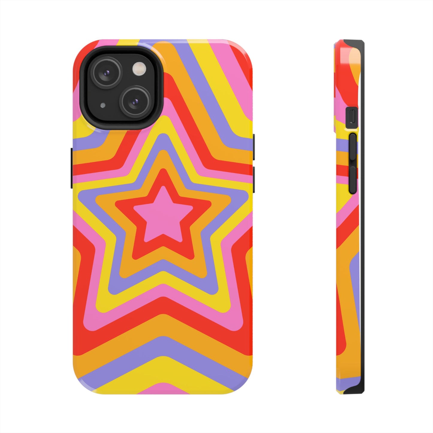Colorful Star Pattern Tough Phone Cases | Durable Phone Cover, Unique Gifts, Trendy Accessories, Fun Tech Style