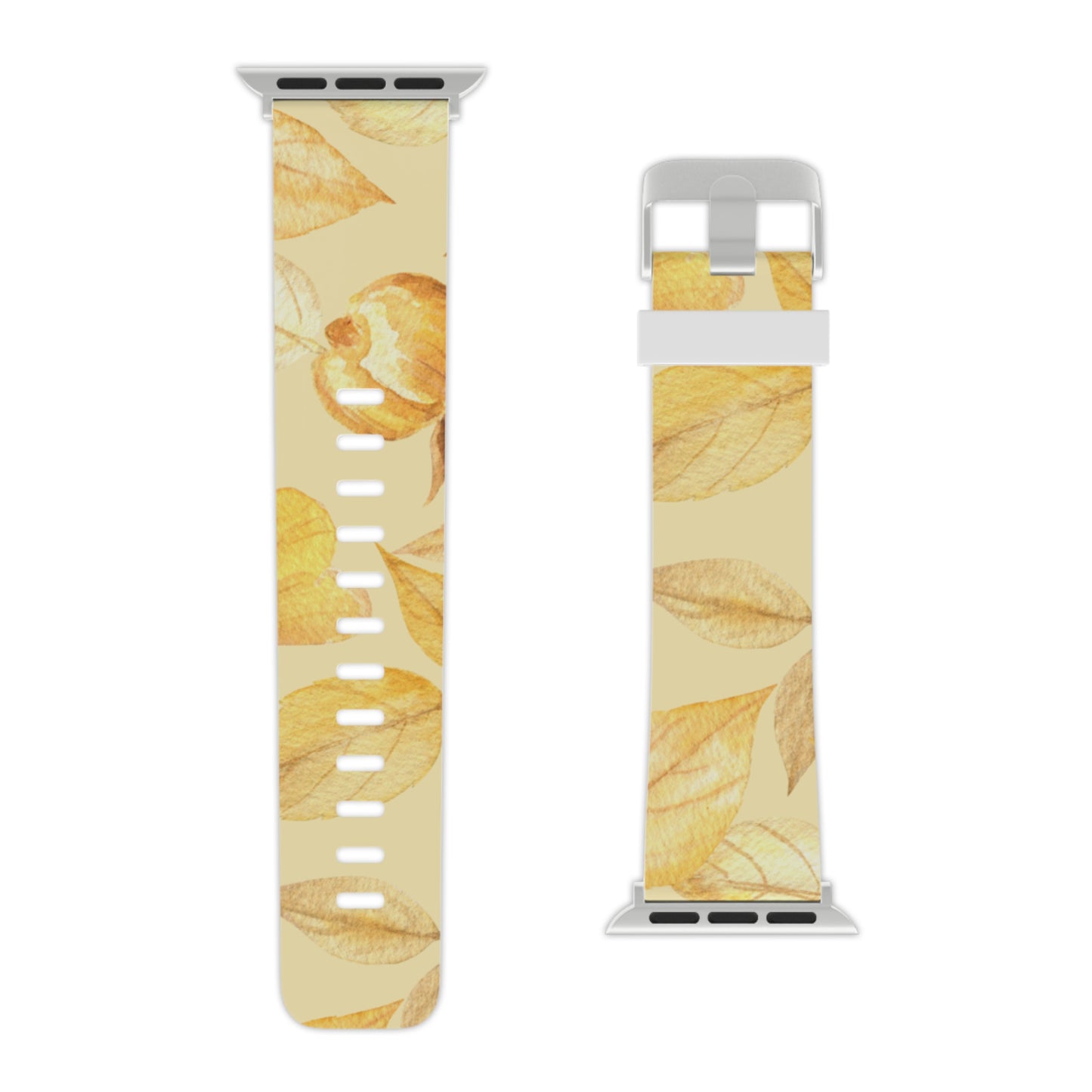 Yellow Dusk Apple Watch Band - Elegant Design with Leaf Patterns