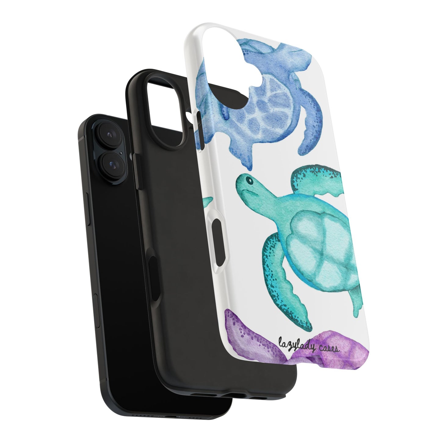 Ocean-Inspired Tough Phone Cases with Colorful Turtles