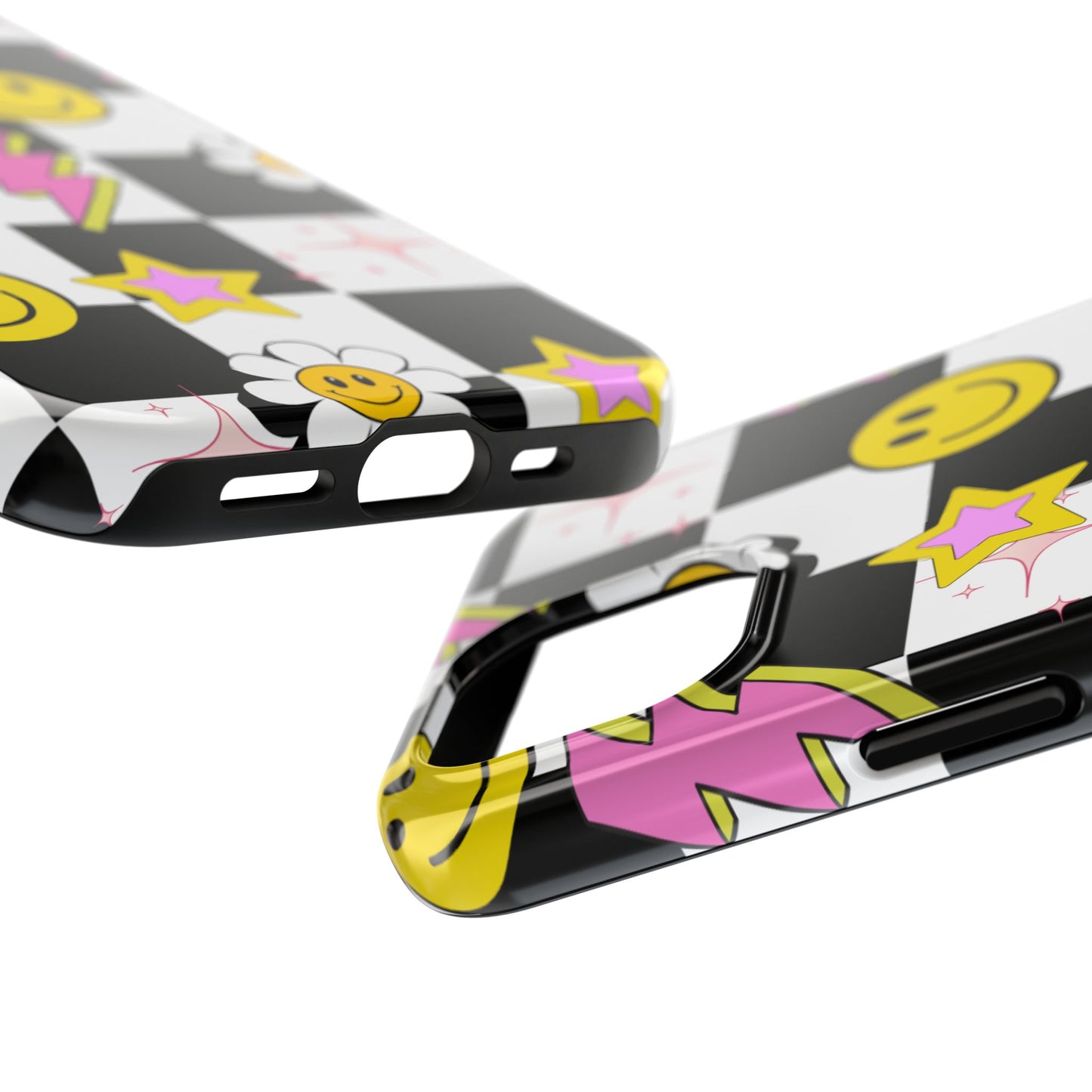 Trendy Tough Phone Cases with Smiley Faces, Lightning Bolts & Stars, Perfect for a Fun Vibe, Great Gift for Teens, Birthday, Summer