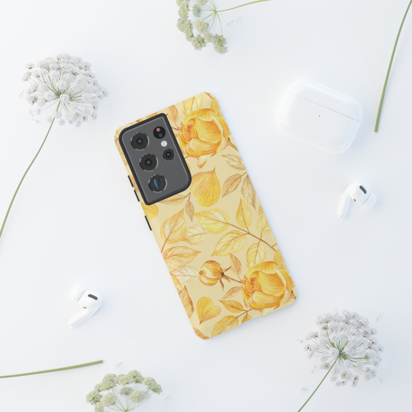 Yellow Dusk Tough Phone Case - Yellow Rose Design