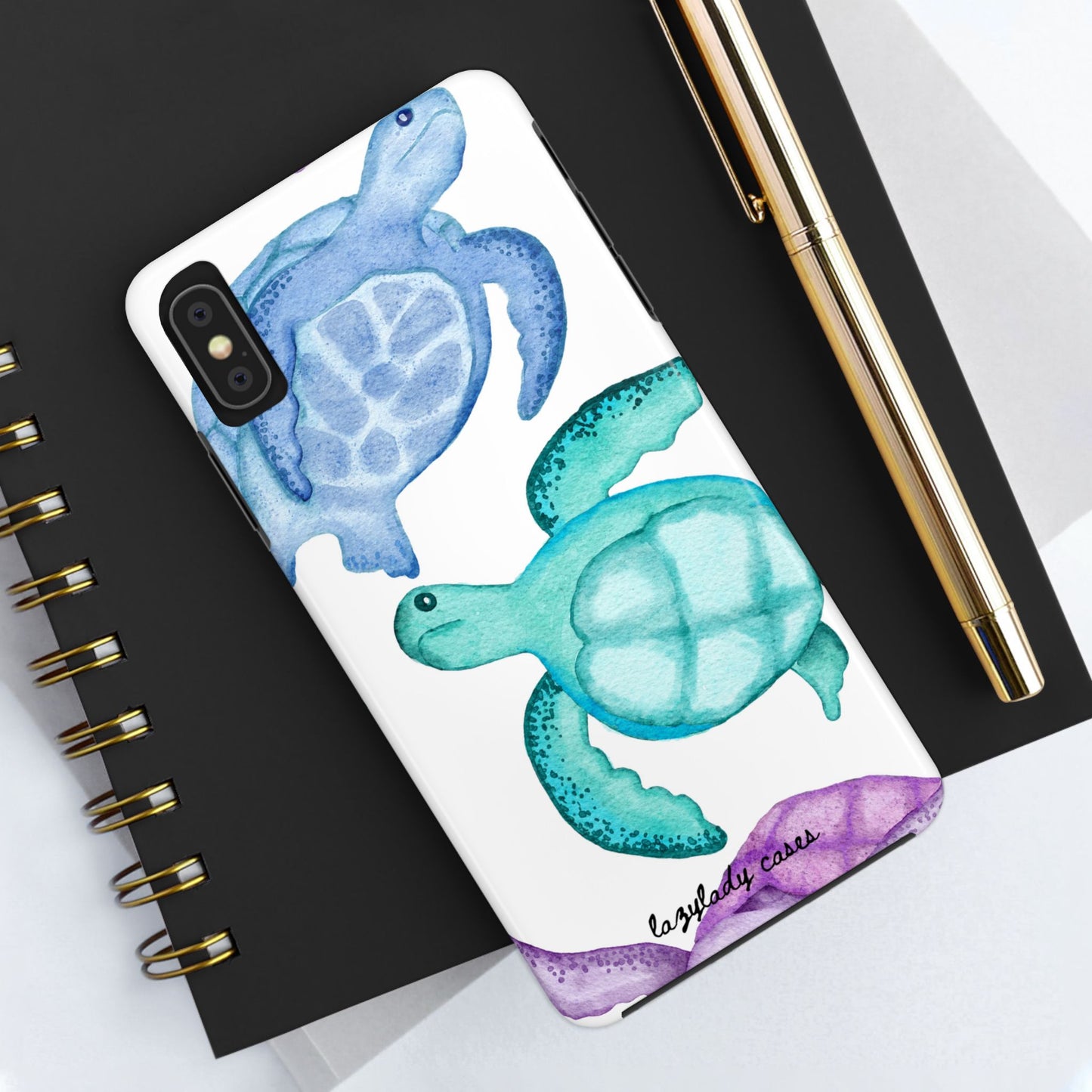 Ocean-Inspired Tough Phone Cases with Colorful Turtles