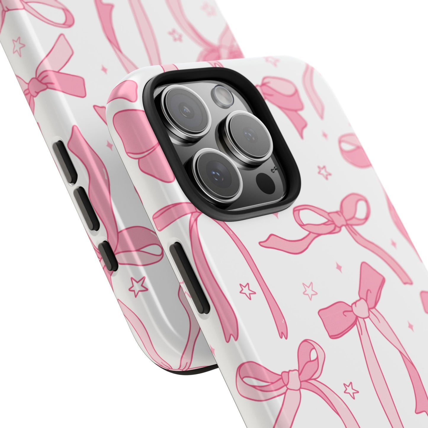 Cute Pink Bow Tough Phone Case - Stylish and Durable Protection