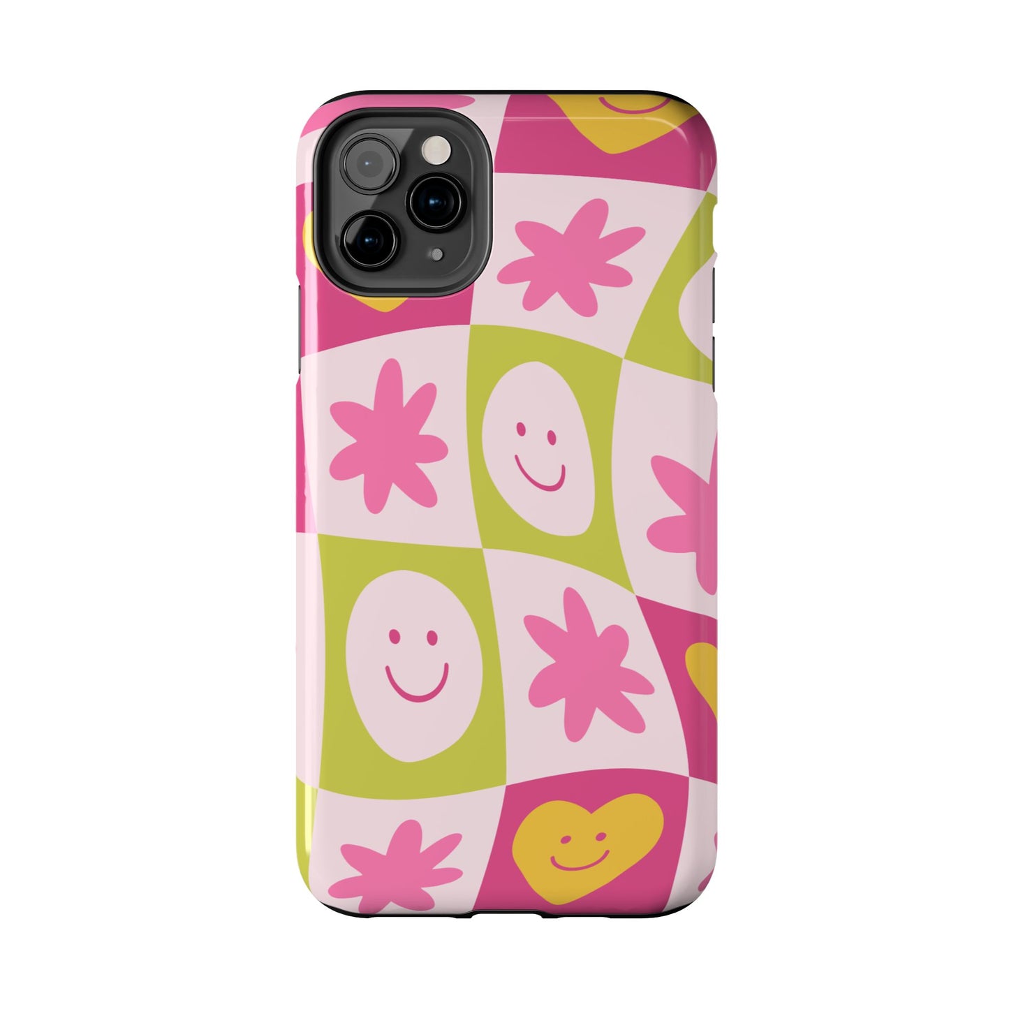 Colorful Smiley Pattern Tough Phone Cases, Playful Phone Covers, Fun Gifts for Friends, Cute Accessories, Vibrant and Durable