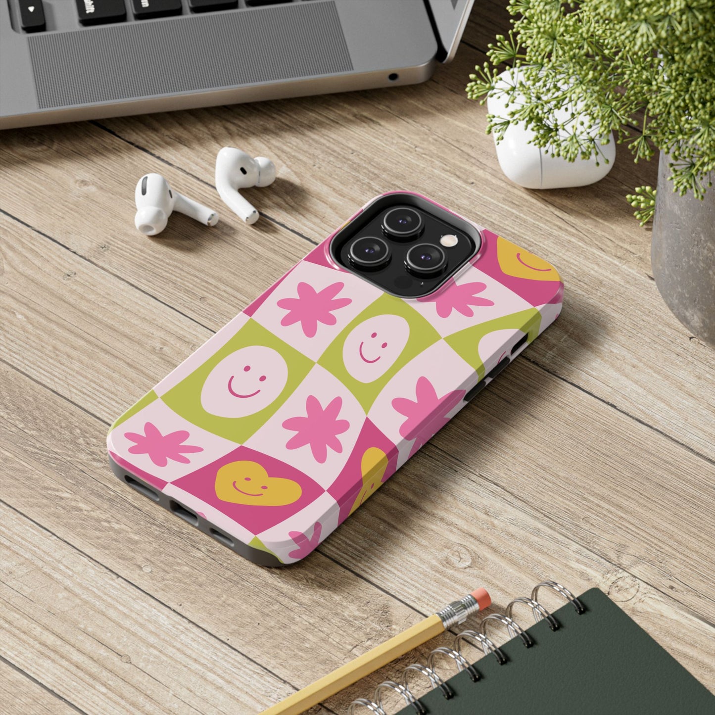 Colorful Smiley Pattern Tough Phone Cases, Playful Phone Covers, Fun Gifts for Friends, Cute Accessories, Vibrant and Durable
