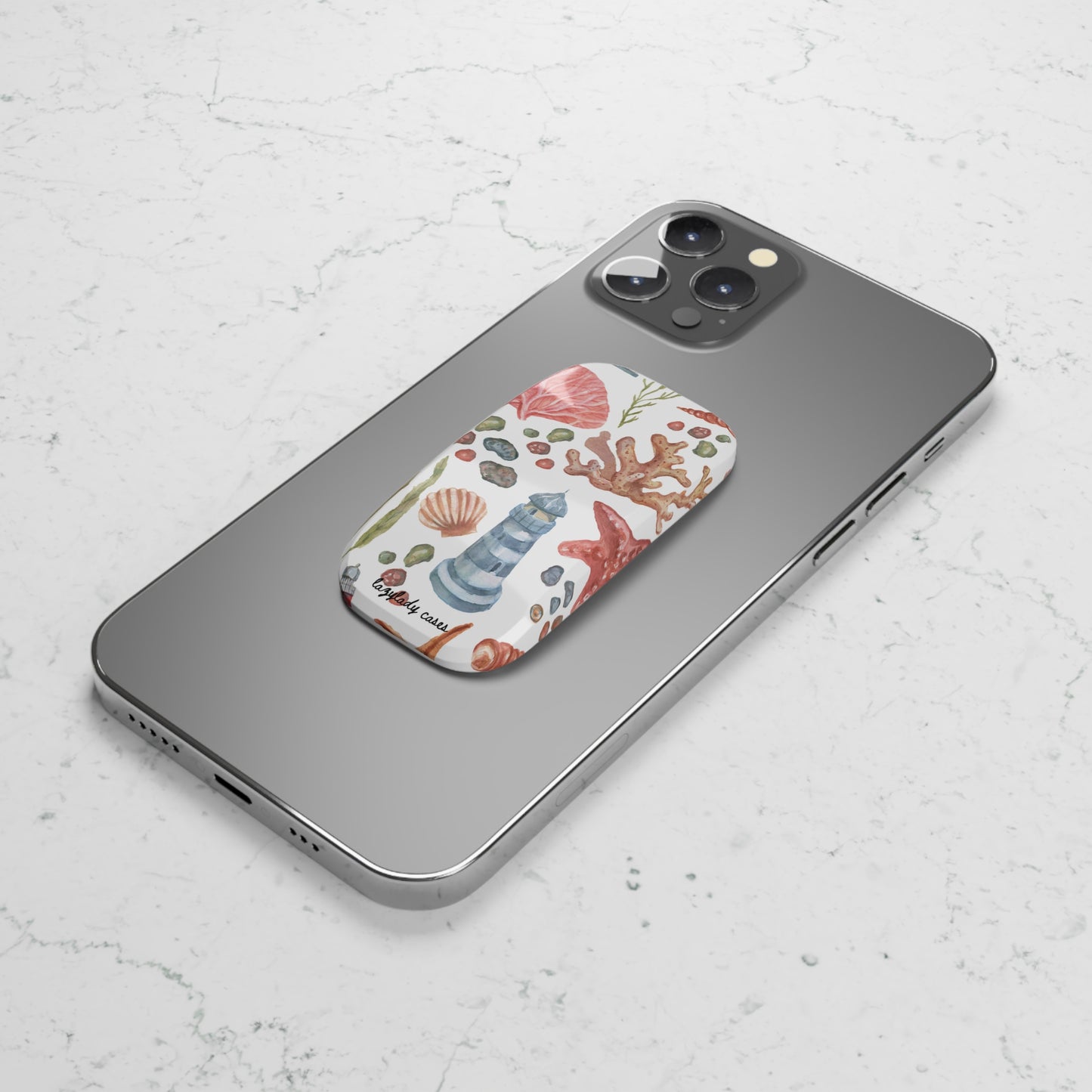 Coastal Coral Phone Grip - Nautical Design for Easy Handling
