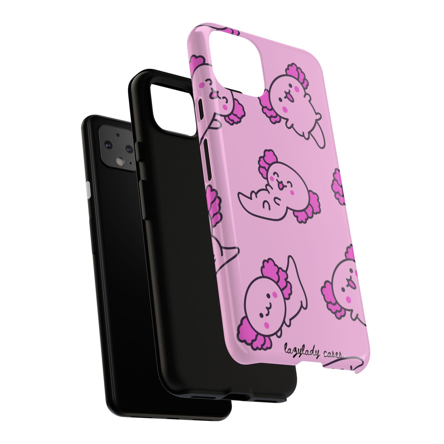 Cute Cartoon Axo Phone Case with Pink Sea Creatures Design