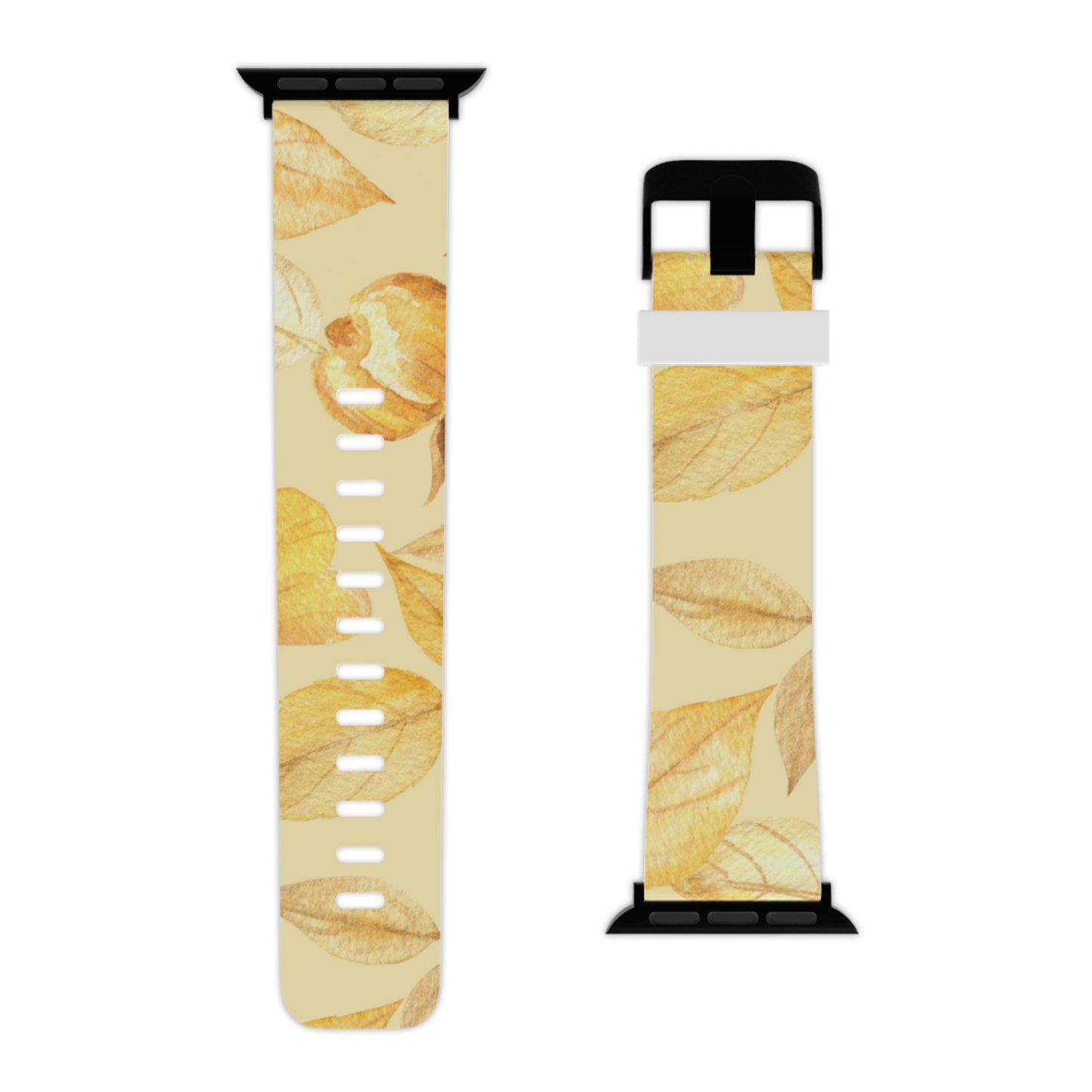 Yellow Dusk Apple Watch Band - Elegant Design with Leaf Patterns