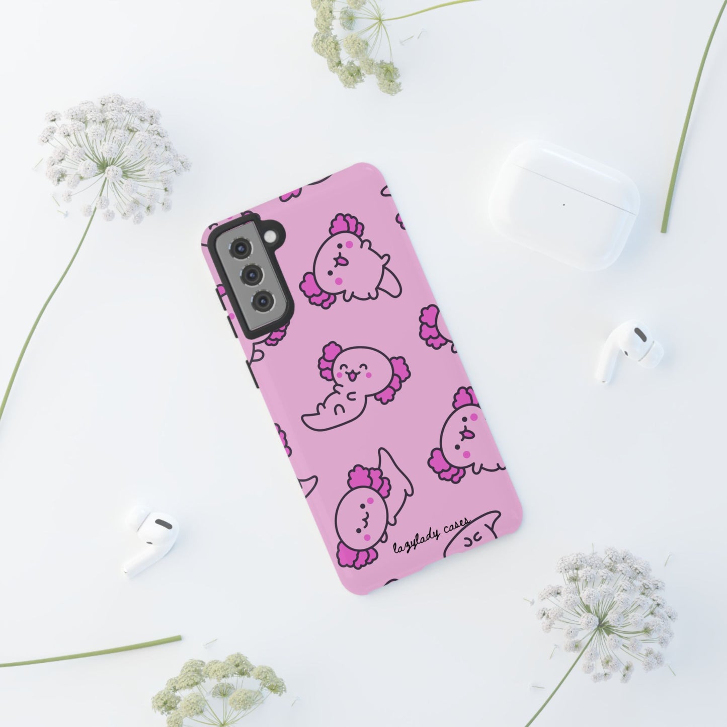 Cute Cartoon Axo Phone Case with Pink Sea Creatures Design