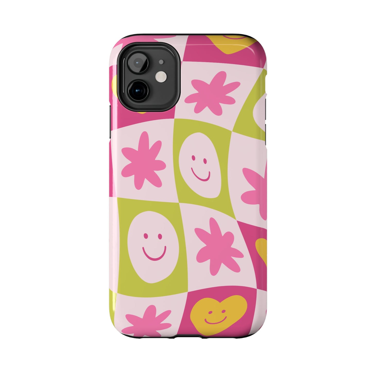 Colorful Smiley Pattern Tough Phone Cases, Playful Phone Covers, Fun Gifts for Friends, Cute Accessories, Vibrant and Durable