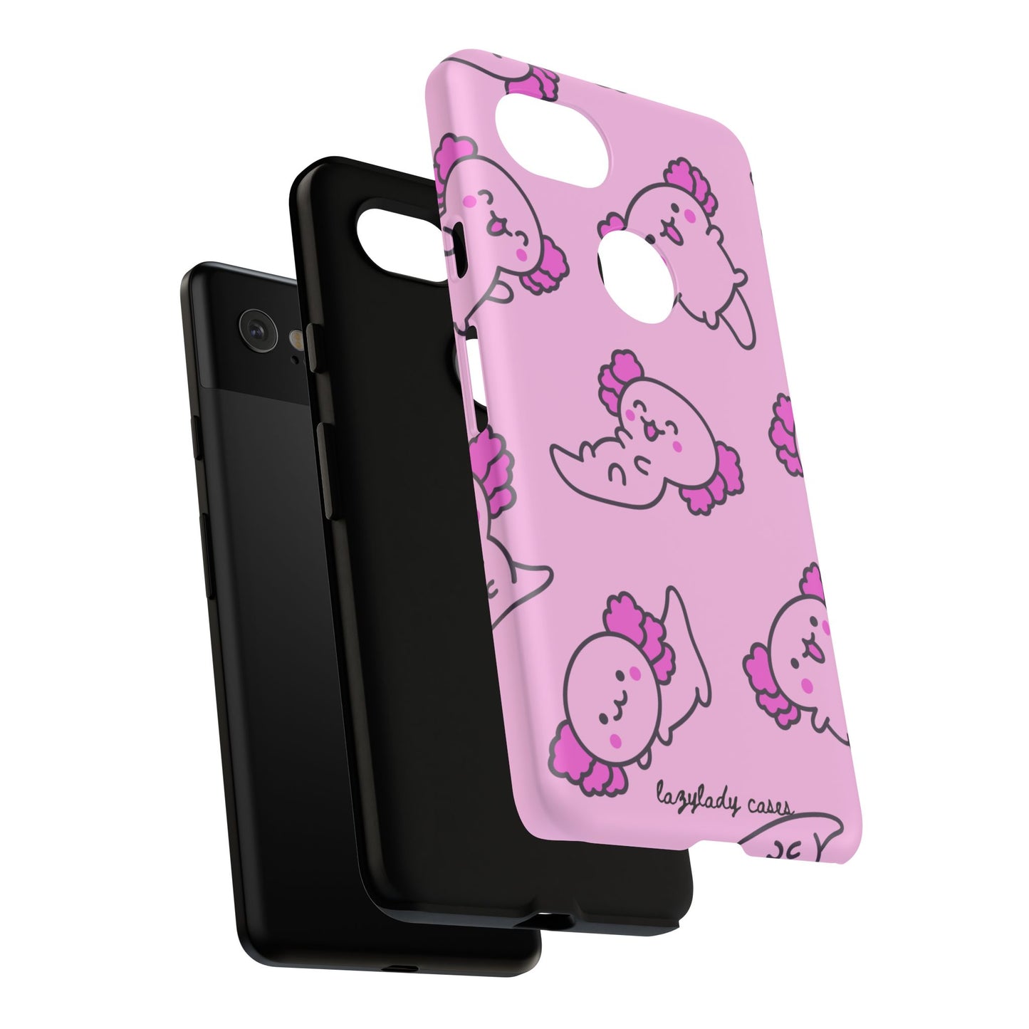 Cute Cartoon Axo Phone Case with Pink Sea Creatures Design