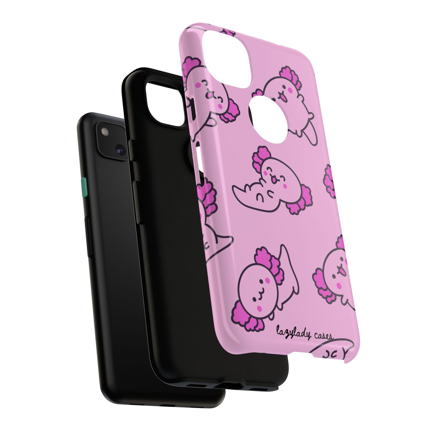 Cute Cartoon Axo Phone Case with Pink Sea Creatures Design