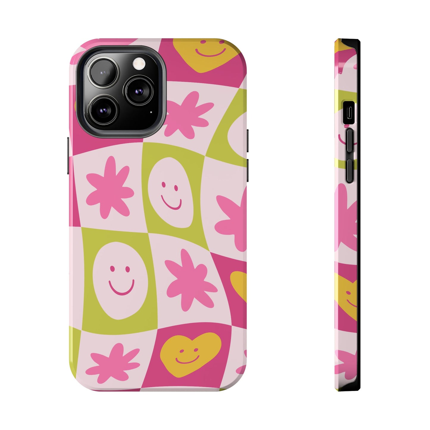 Colorful Smiley Pattern Tough Phone Cases, Playful Phone Covers, Fun Gifts for Friends, Cute Accessories, Vibrant and Durable