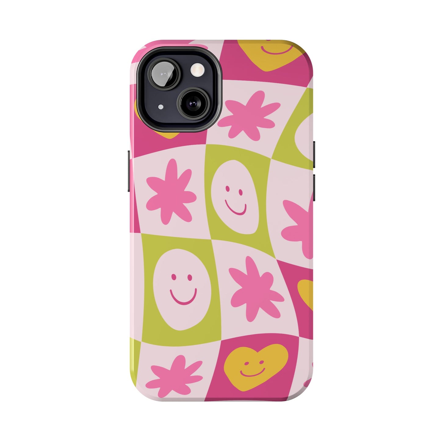 Colorful Smiley Pattern Tough Phone Cases, Playful Phone Covers, Fun Gifts for Friends, Cute Accessories, Vibrant and Durable