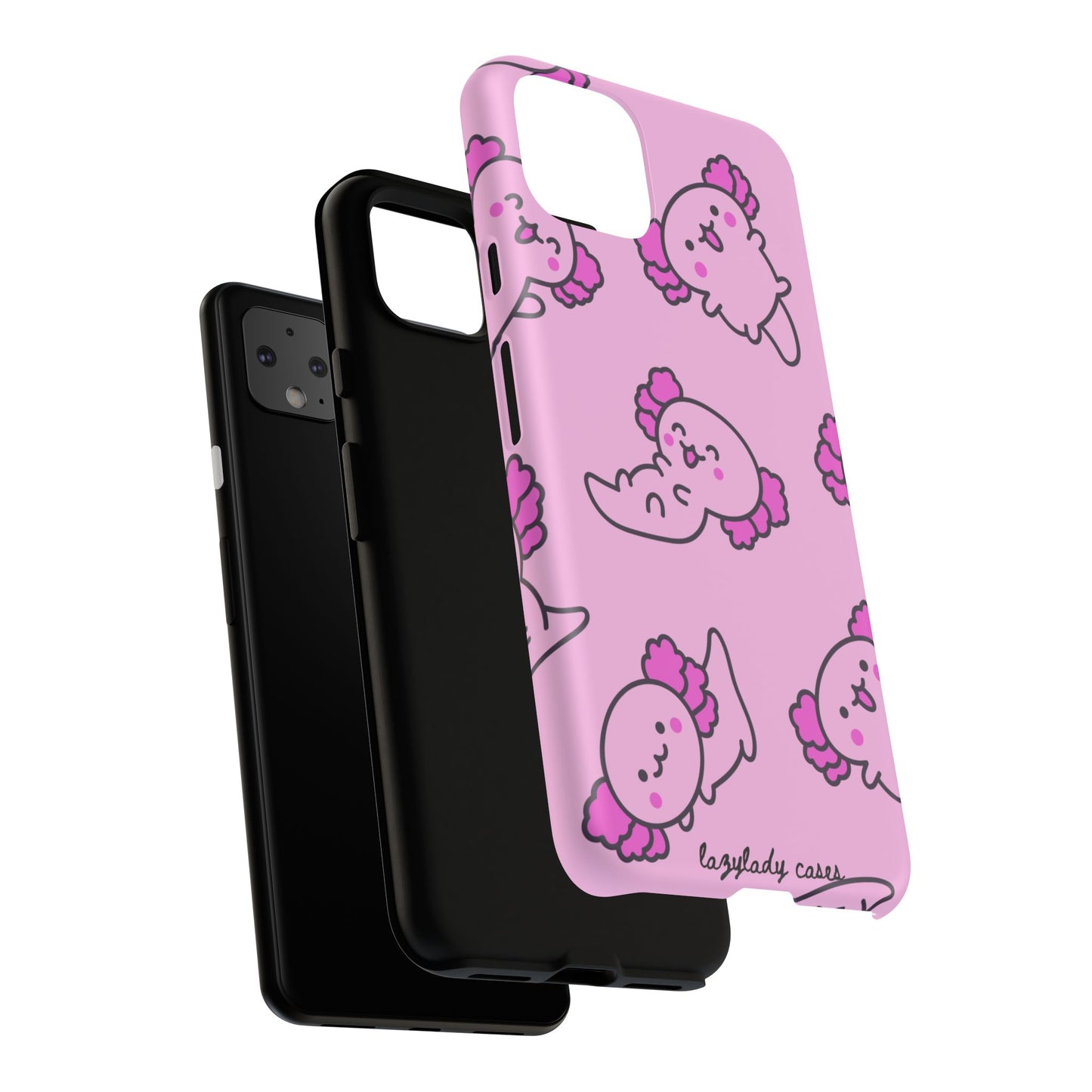 Cute Cartoon Axo Phone Case with Pink Sea Creatures Design