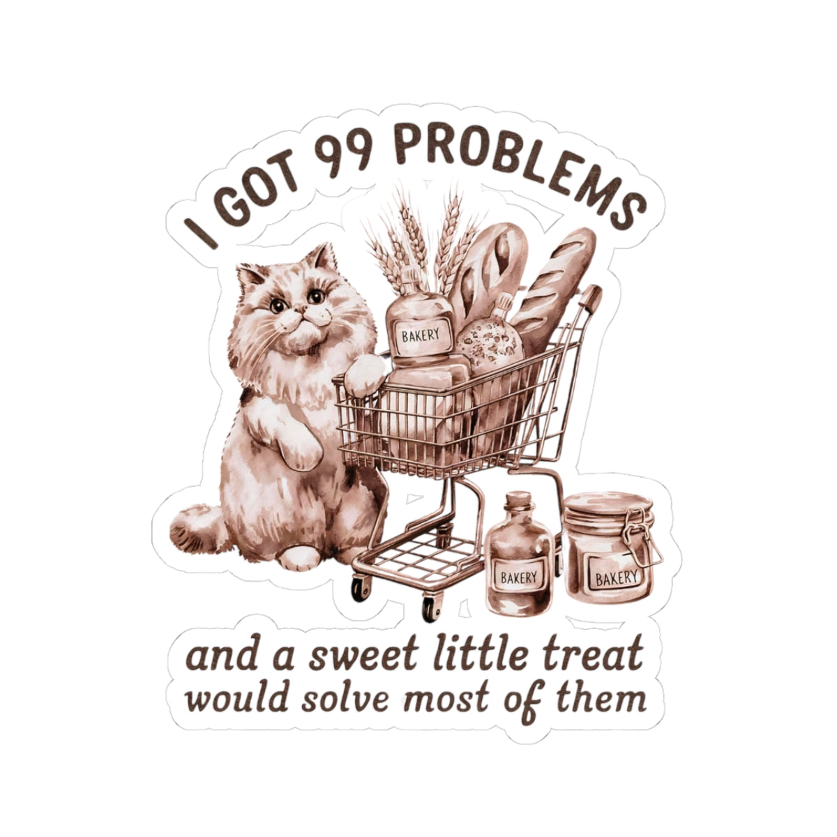 Cat-Themed Kiss-Cut Stickers, Cute Stickers, Bakery Stickers, Funny Cat Stickers, Laptop Stickers, Pet Lover Gifts