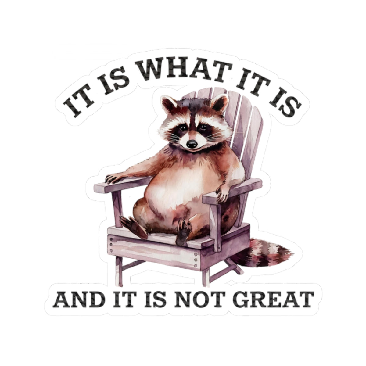 Whimsical Raccoon Kiss-Cut Stickers, Funny Office Decor, Laptop Stickers, Gift for Animal Lovers, Humorous Nature Art