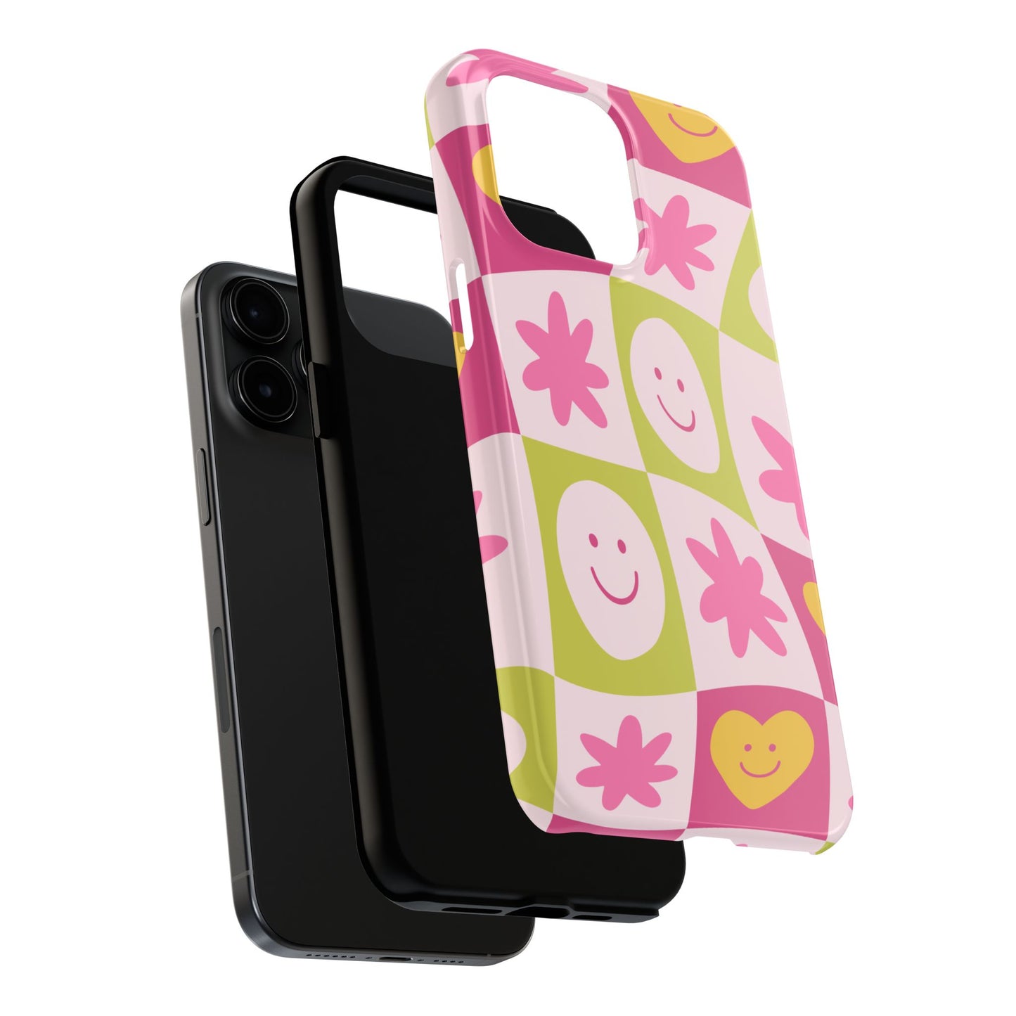 Colorful Smiley Pattern Tough Phone Cases, Playful Phone Covers, Fun Gifts for Friends, Cute Accessories, Vibrant and Durable