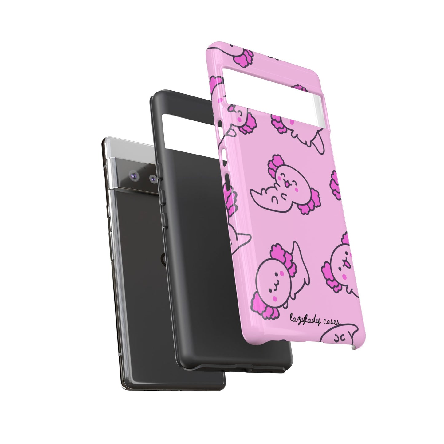 Cute Cartoon Axo Phone Case with Pink Sea Creatures Design