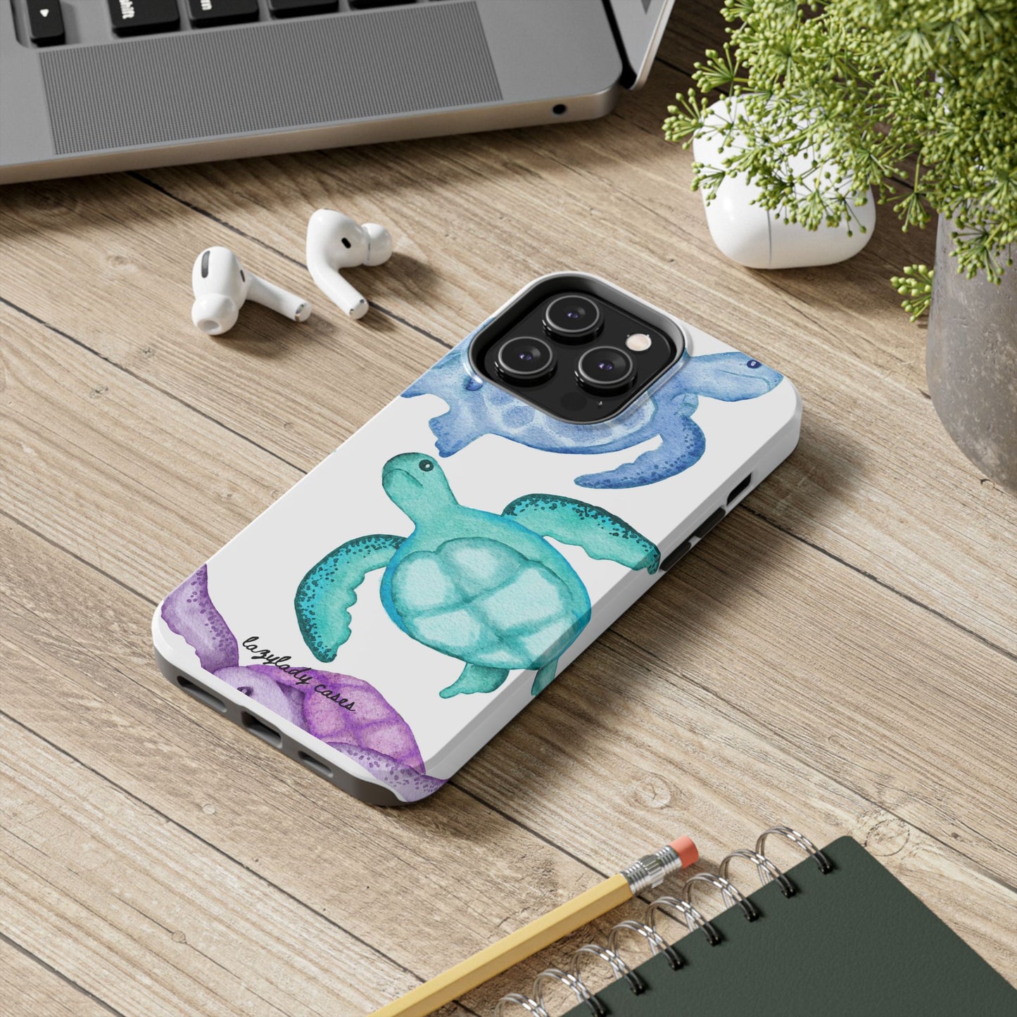 Ocean-Inspired Tough Phone Cases with Colorful Turtles