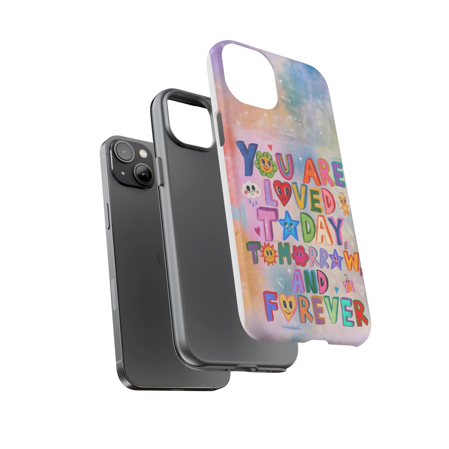 Colorful Phone Case with Positive Affirmations, Inspirational Phone Shell, Cute Gift for Teens, Motivational Tech Accessory, I Love You Case
