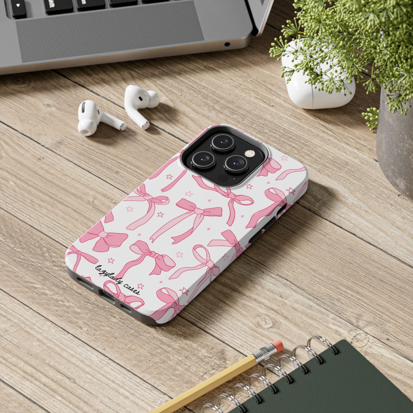 Cute Pink Bow Tough Phone Case - Stylish and Durable Protection
