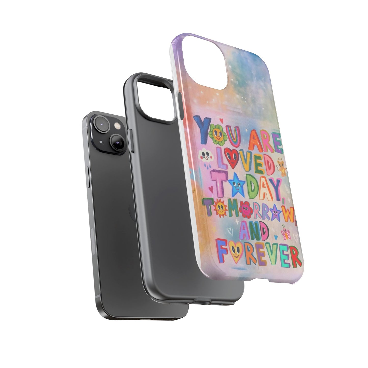 Colorful Phone Case with Positive Affirmations, Inspirational Phone Shell, Cute Gift for Teens, Motivational Tech Accessory, I Love You Case
