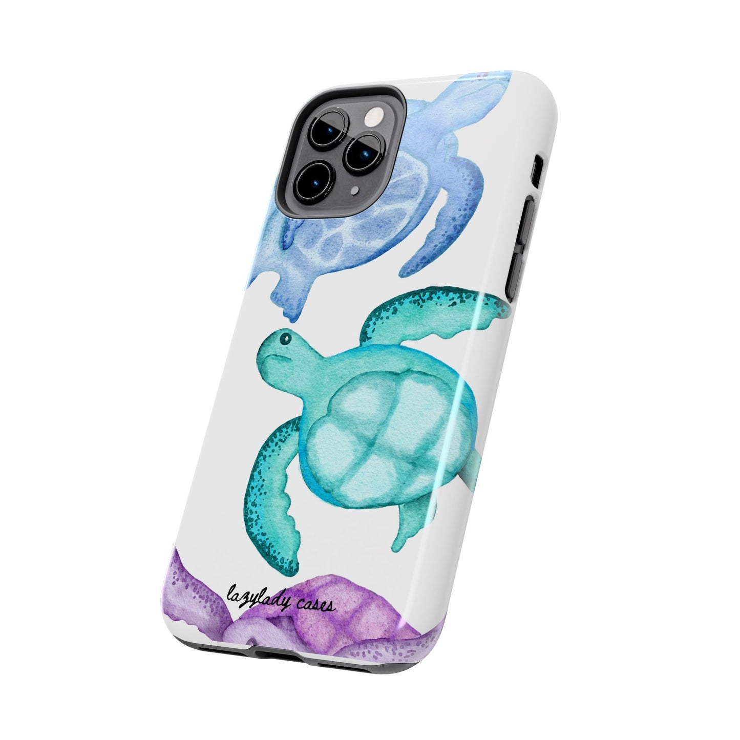 Ocean-Inspired Tough Phone Cases with Colorful Turtles