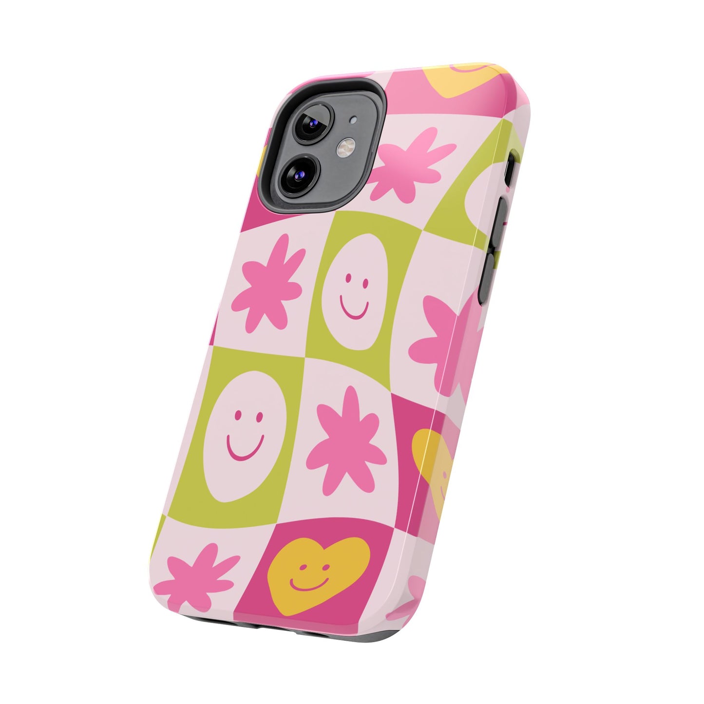Colorful Smiley Pattern Tough Phone Cases, Playful Phone Covers, Fun Gifts for Friends, Cute Accessories, Vibrant and Durable