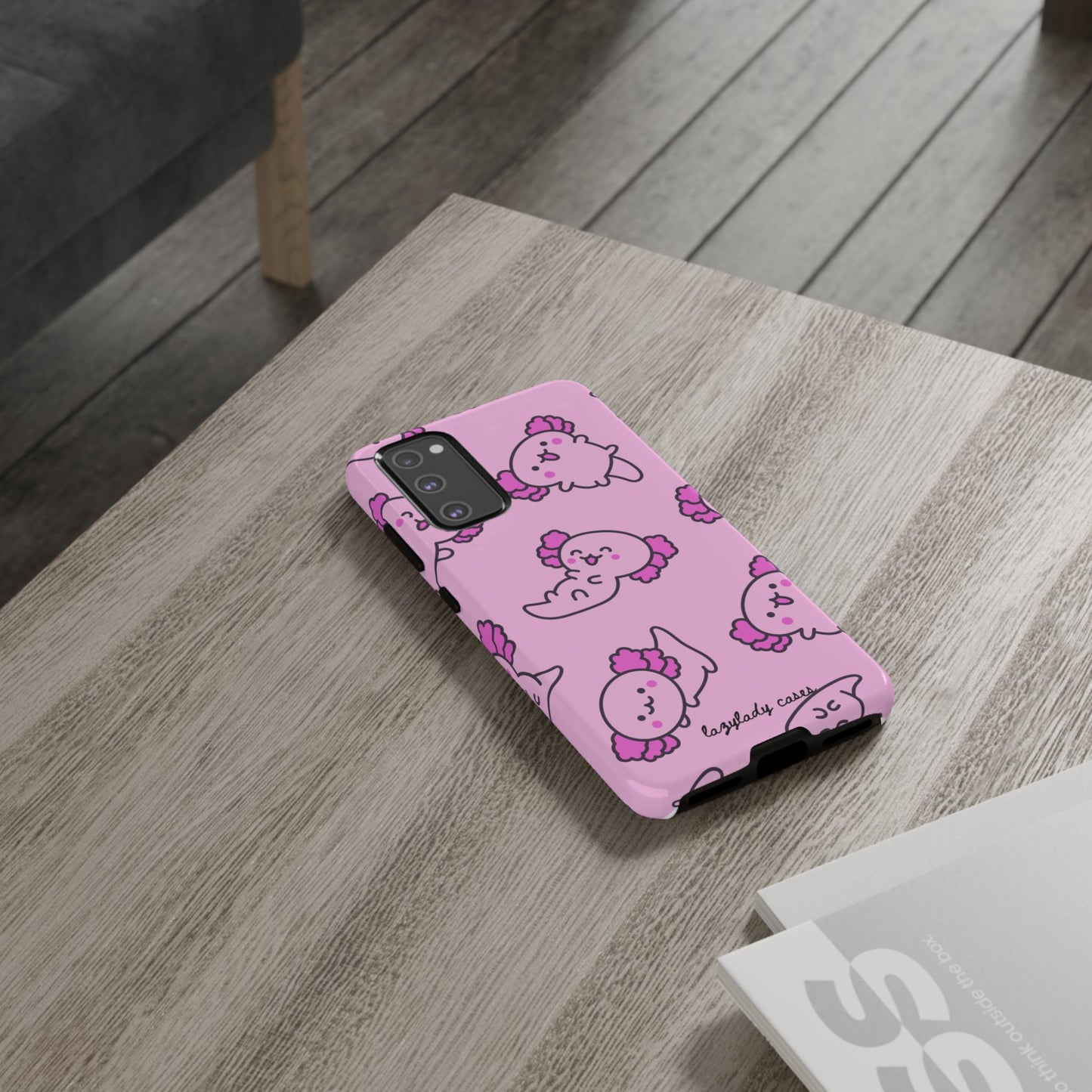 Cute Cartoon Axo Phone Case with Pink Sea Creatures Design