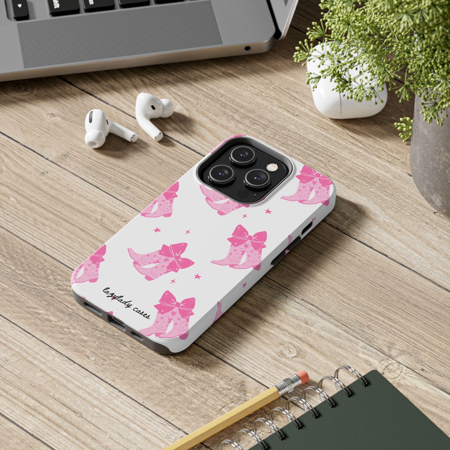 Pink Cowgirl Tough Phone Case - Trendy Protection with Bow Design