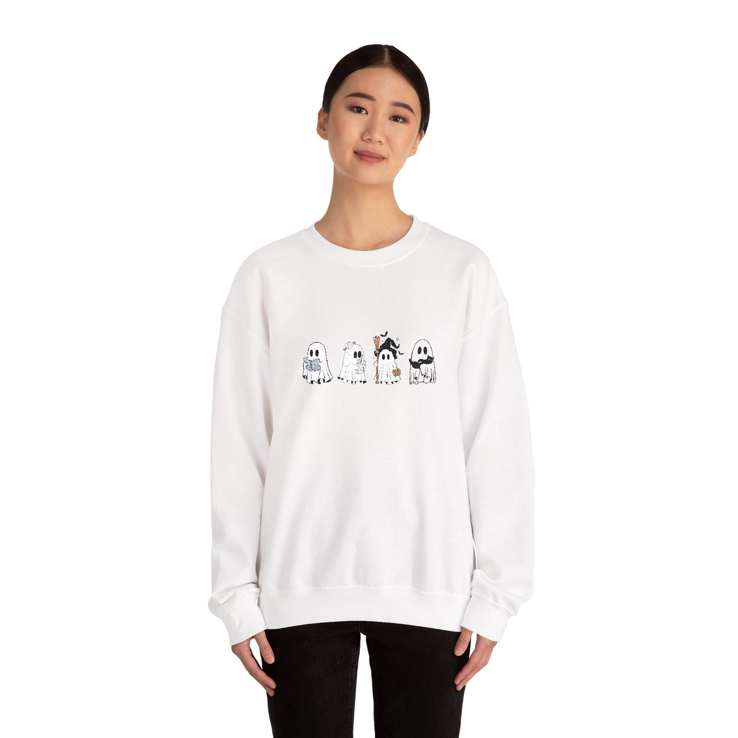 Cute Ghosts Unisex Heavy Blend™ Crewneck Sweatshirt, Halloween Apparel, Cozy Loungewear, Spooky Season Gift, Relaxed Fit Sweatshirt