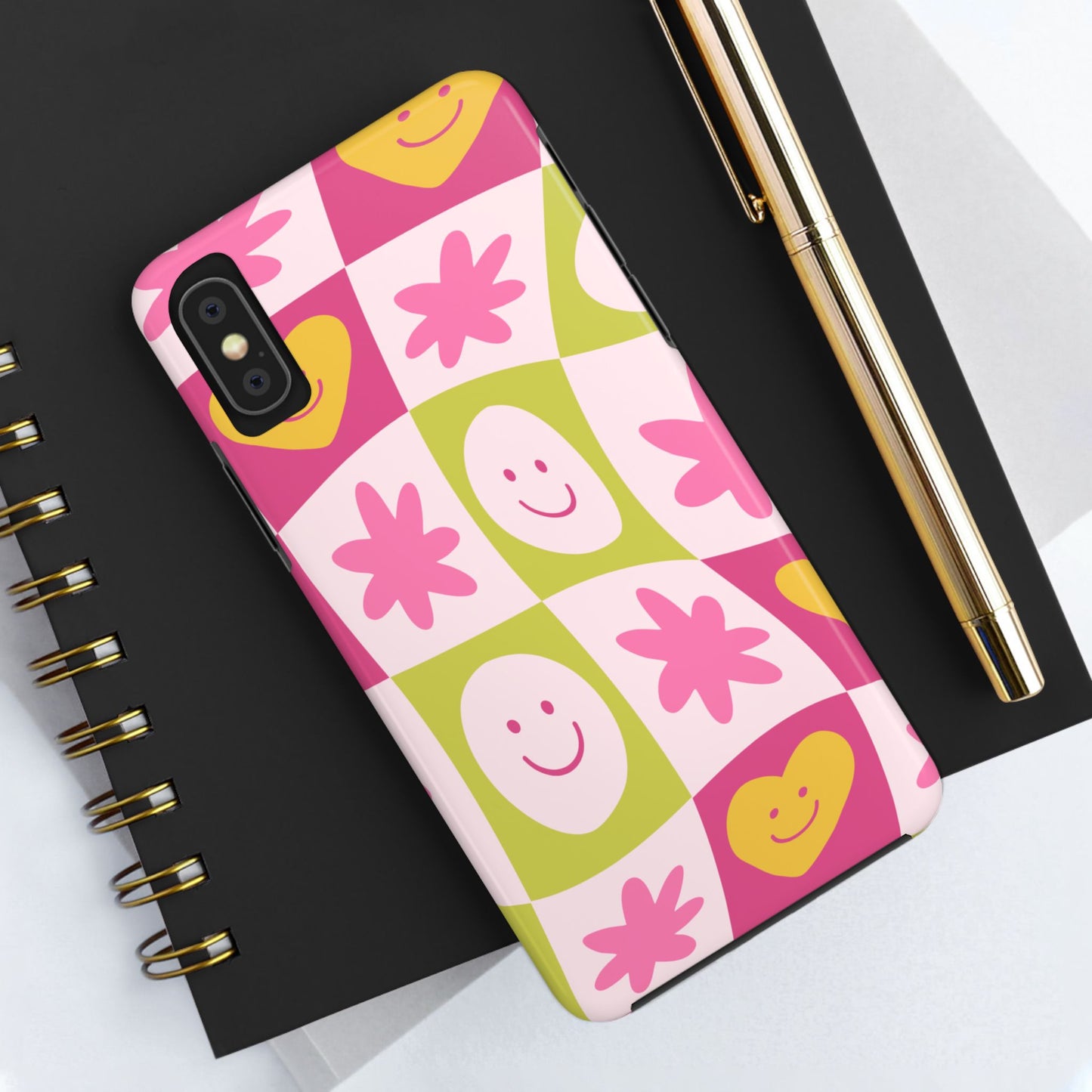Colorful Smiley Pattern Tough Phone Cases, Playful Phone Covers, Fun Gifts for Friends, Cute Accessories, Vibrant and Durable