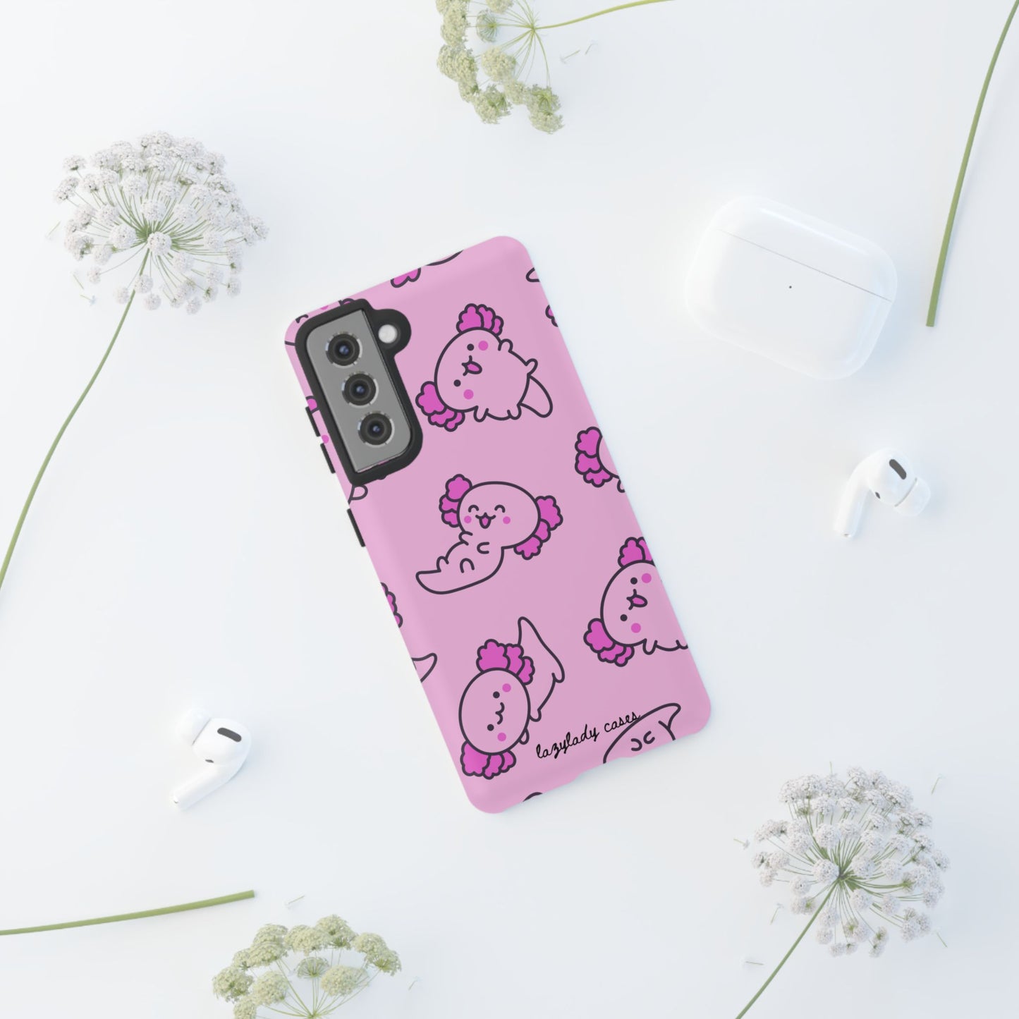 Cute Cartoon Axo Phone Case with Pink Sea Creatures Design