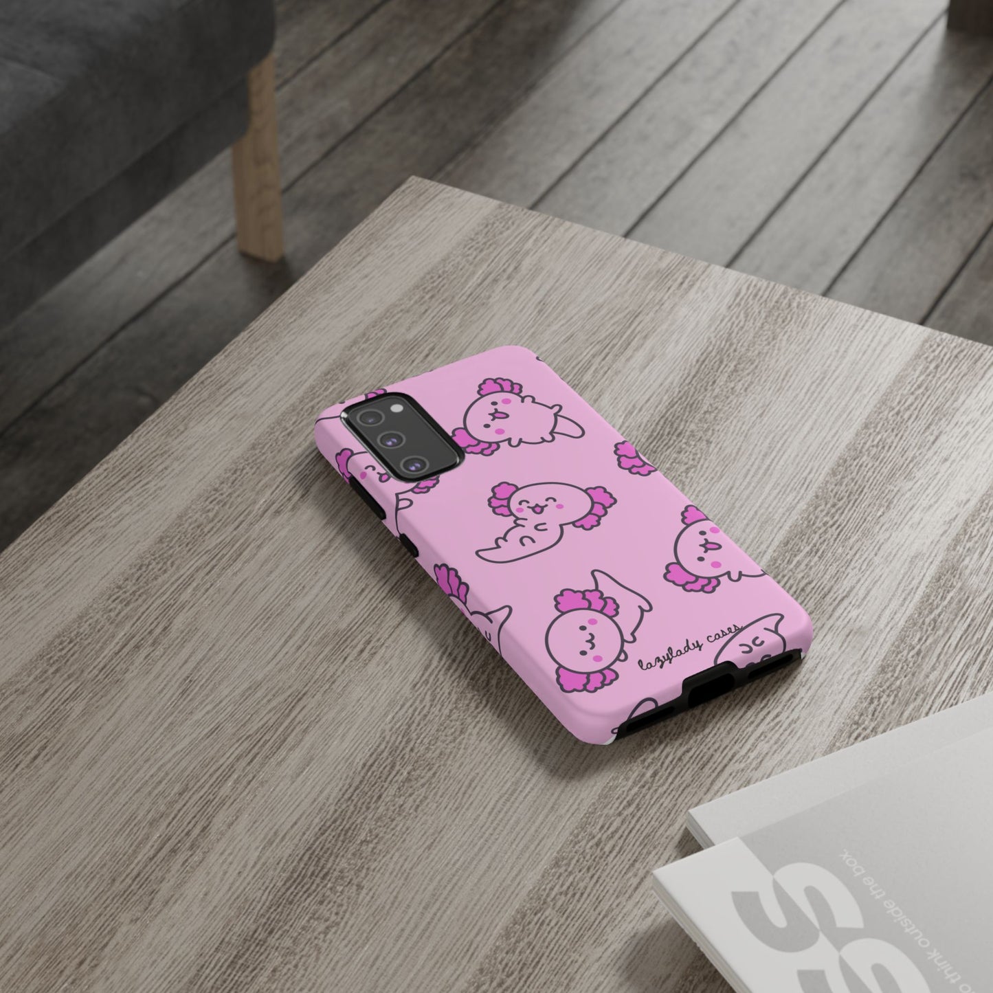 Cute Cartoon Axo Phone Case with Pink Sea Creatures Design