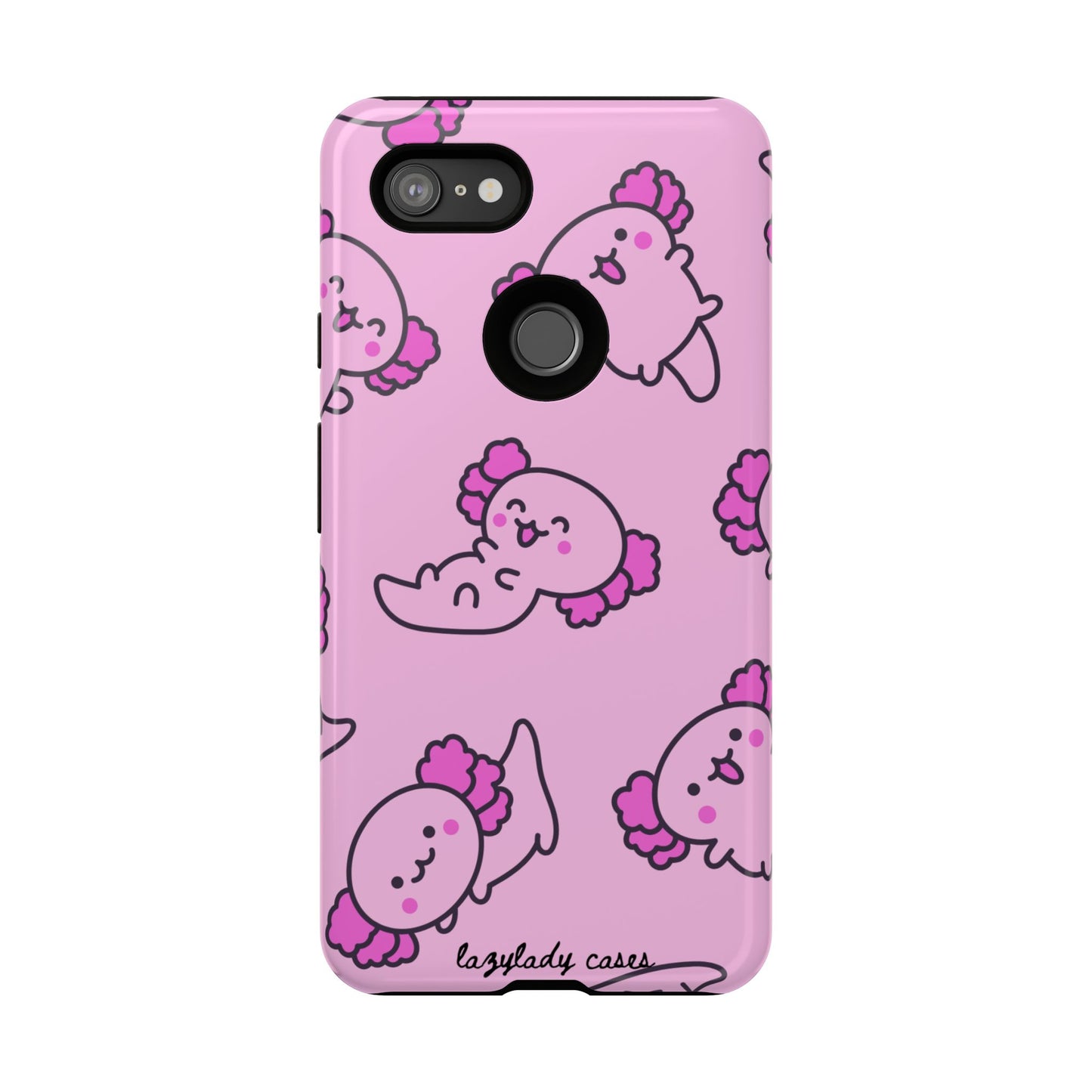 Cute Cartoon Axo Phone Case with Pink Sea Creatures Design