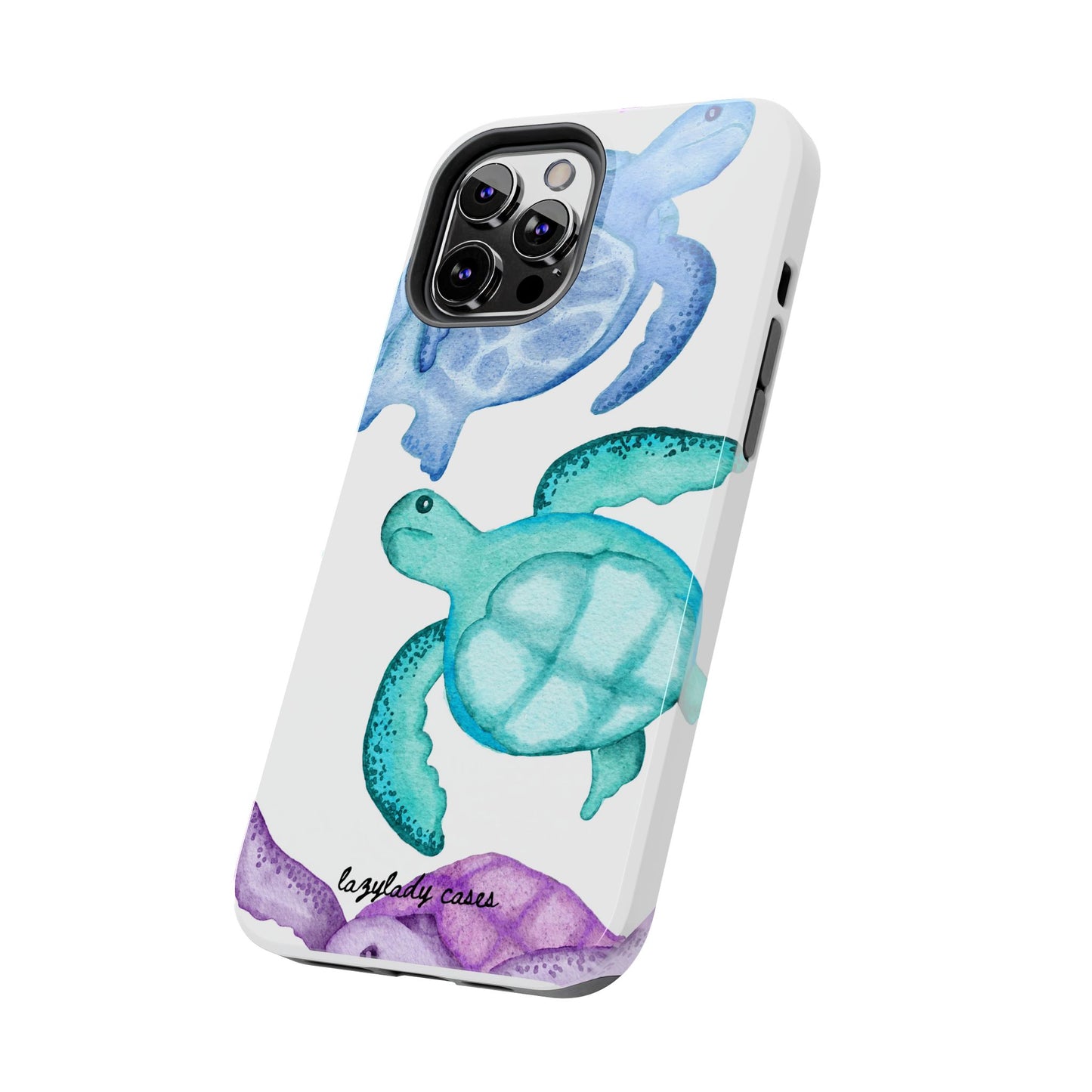 Ocean-Inspired Tough Phone Cases with Colorful Turtles