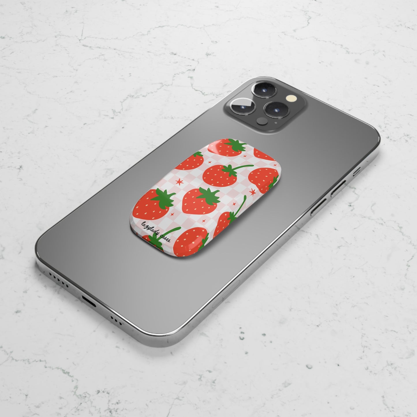 Cute Strawberry Phone Click-On Grip | Stylish Smartphone Accessory