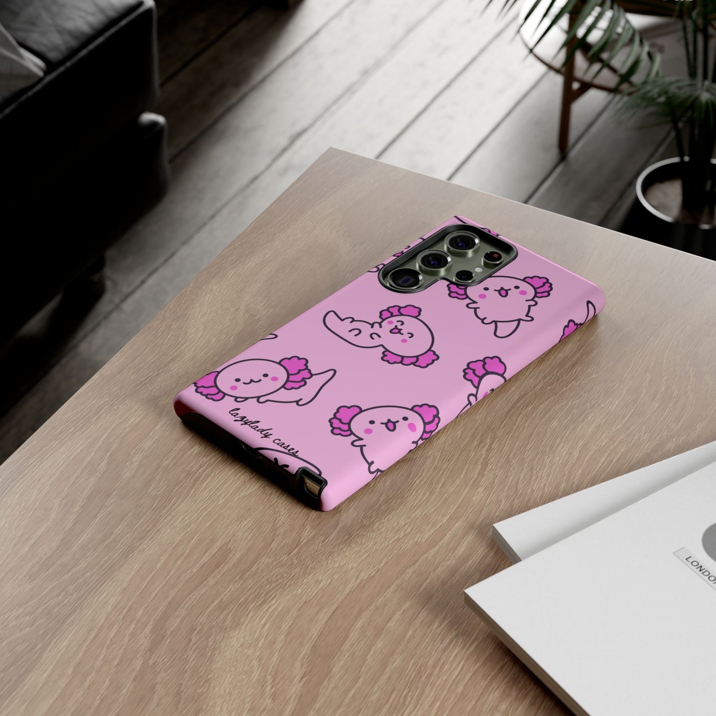 Cute Cartoon Axo Phone Case with Pink Sea Creatures Design