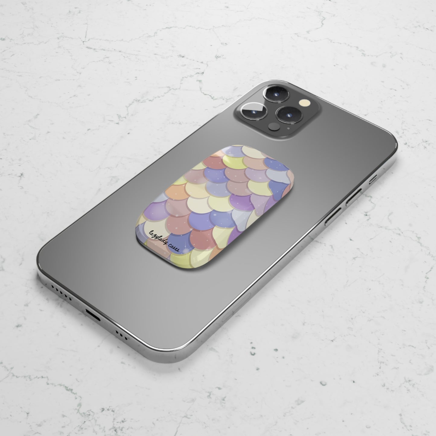 Colorful Scallop Phone Grip - Cute Click-On Holder for Easy Use