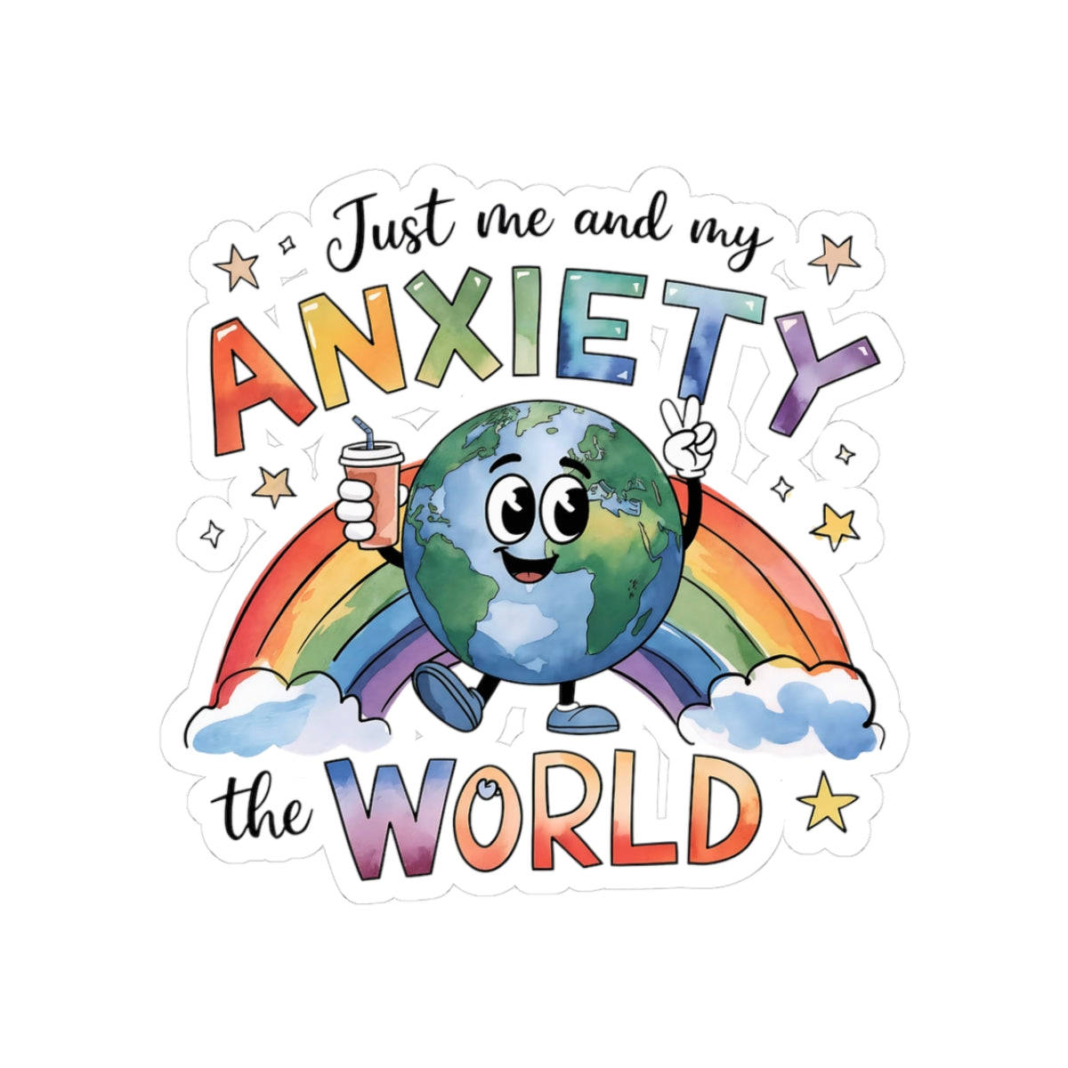 Anxiety Awareness Kiss-Cut Stickers, Cute & Colorful Laptop Decor, Mental Health Gifts, Positive Affirmation Stickers, Rainbow Vibes