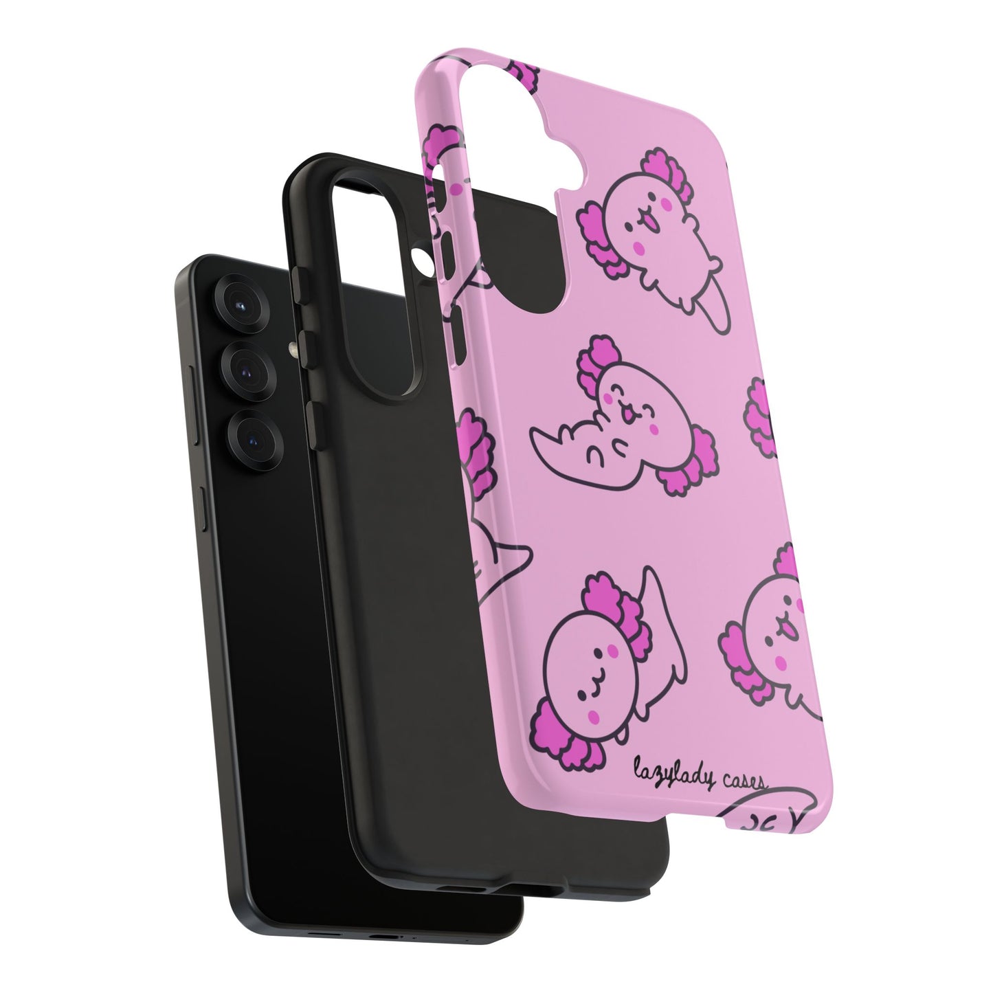 Cute Cartoon Axo Phone Case with Pink Sea Creatures Design